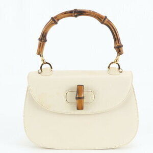 Gucci Bamboo leather handbag top handle tote Beige Tan